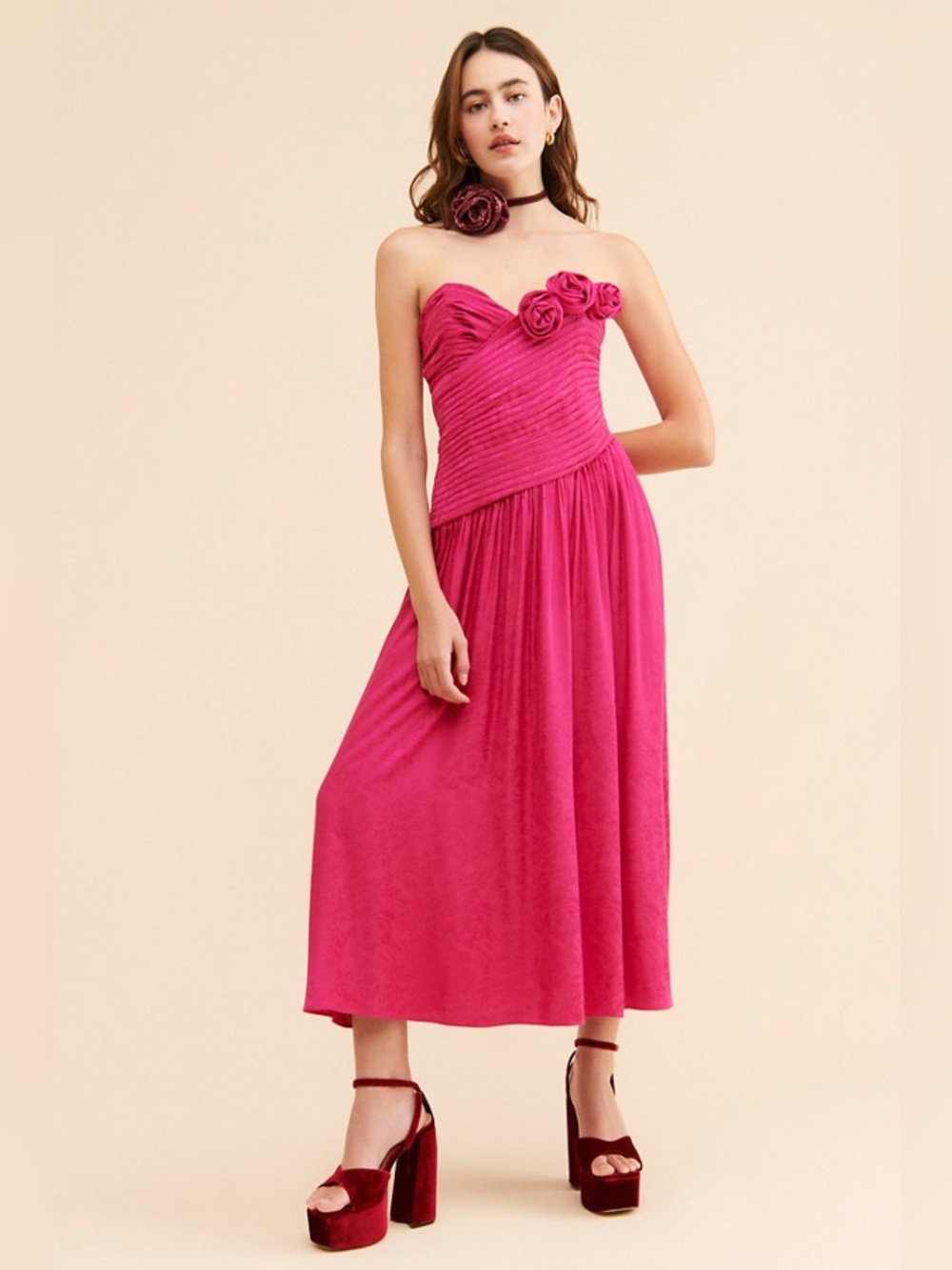 NWT Free People Pink Strapless Make An Entrance Maxi Dress Womens Size 10
